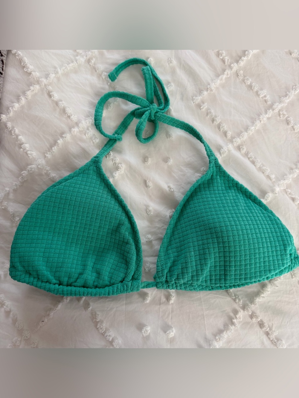 Aerie Teal terry cloth Triangle Bikini Top